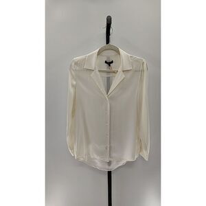 Quince Ivory Silk Button-Down Blouse. NWT